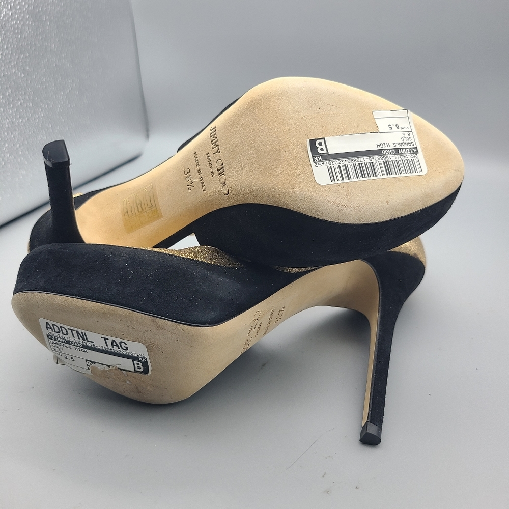 Jimmy Choo black suede glitter  pumps heel shoes sz 8.5 - Picture 8 of 11